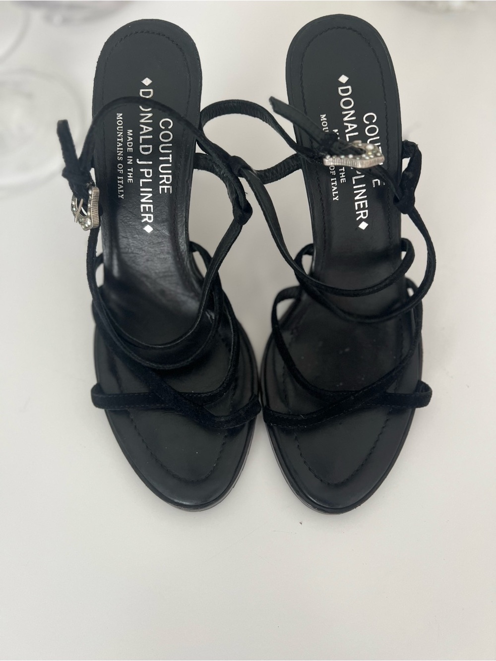 Donald J. Pliner Black Strappy Suede Heel Sandals - Picture 3 of 7